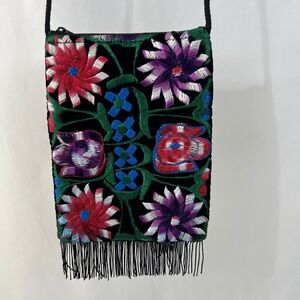 Vintage Velvet Boho Floral‎ Embroidered Mini Festival Crossbody Bag